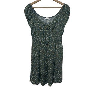 BLUSH J | Sage Green Elastic Waist Floral Mini Dress | Size L
